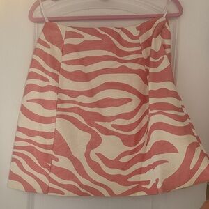 DROMe Patent Leather Zebra Mini Skirt Pink White Small